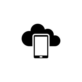 Smartphone Cloud Computing, Data Backup Flat Vector Icon
