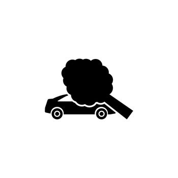 Traffic Accident Tree Fell the Car Flat Vector Icon