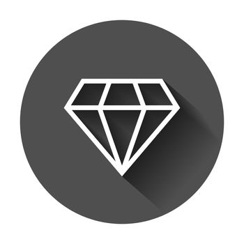 Diamond jewel gem vector icon in flat style. Diamond gemstone illustration with long shadow. Jewelry brilliant concept.