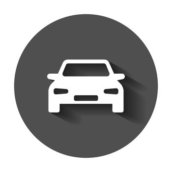 Car vector icon in flat style. Automobile vehicle illustration with long shadow. Car sedan concept.