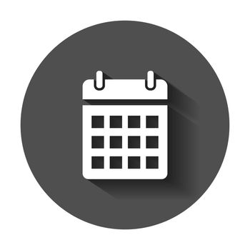 Calendar agenda vector icon in flat style. Reminder illustration with long shadow. Calendar date concept.