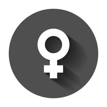 Female sex symbol vector icon in flat style. Women gender illustration with long shadow. Girl masculine business concept.
