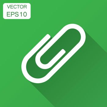 Paper clip attachment vector icon. Paperclip illustration with long shadow. Attach file business document.