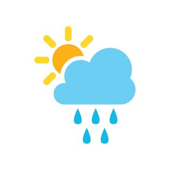 Weather forecast icon in flat style. Sun with clouds illustration on white isolated background. Forecast sign concept.