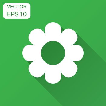 Chamomile flower vector icon in flat style. Daisy illustration with long shadow. Camomile sign concept.