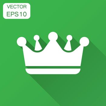 Crown diadem vector icon in flat style. Royalty crown illustration with long shadow. King, princess royalty concept.