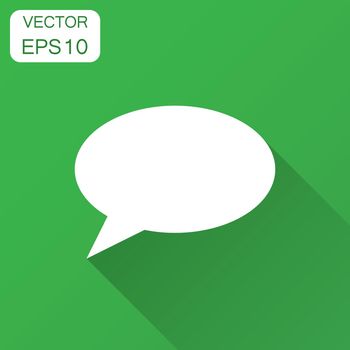 Blank empty speech bubble vector icon in flat style. Dialogue box with long shadow. Speech message business concept.