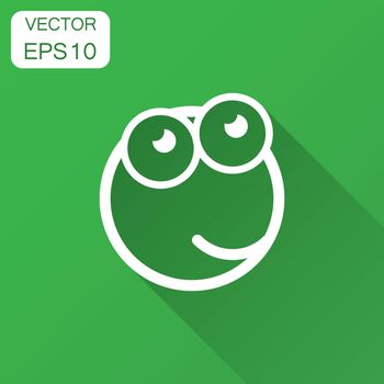 Cartoon face icon in flat style. Smiley face illustration with long shadow. Comic emotion smiley business concept.
