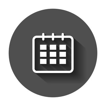 Calendar agenda vector icon in flat style. Reminder illustration with long shadow. Calendar date concept.