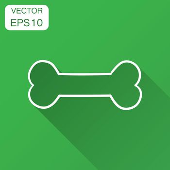 Dog bone toy icon. Vector illustration with long shadow. Business concept animal bone pictogram.