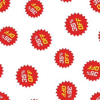 Discount sticker icon seamless pattern background. Business concept vector illustration. Sale tag promotion 35 percent discount symbol pattern.