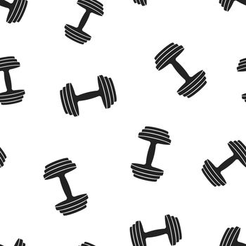 Dumbbell fitness gym icon seamless pattern background. Business concept vector illustration. Barbell bodybuilding sport symbol pattern.