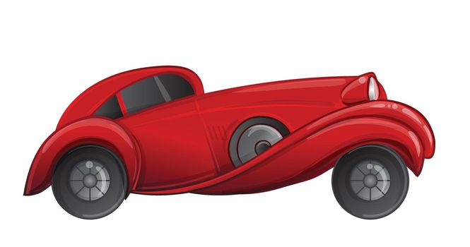 Art deco style red car. Vector illustration. Roaring Twenties. Classic automobile.