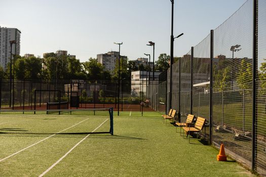 empty tennis grass court Aerial