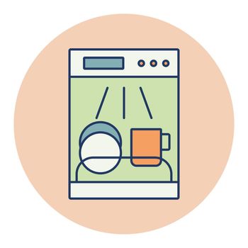 Dishwasher vector icon. Electric kitchen appliance