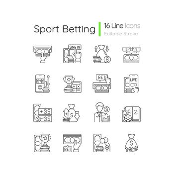 Sports betting linear icons set