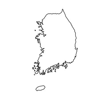 South Korea map on white background. Vector illustration. Outline.