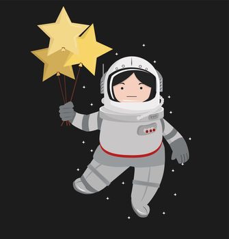 Small girl Astronaut with balloon