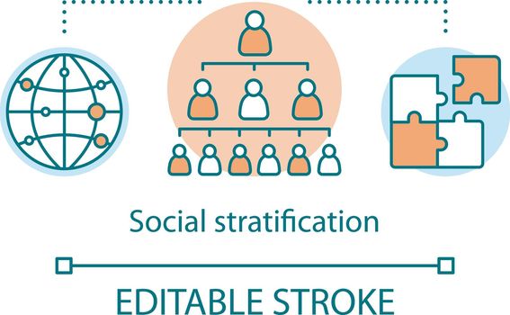 Social satisfaction concept icon. Social hierarchy, classes and organization thin line illustration. Population structure. Inequality in society, community. Vector isolated drawing. Editable stroke
