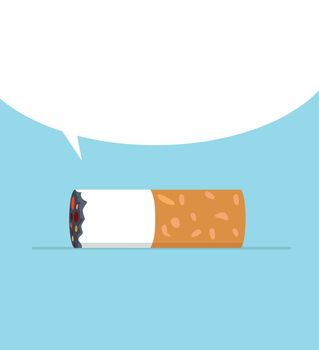 Cigarette butt  isolated  with bubble speech