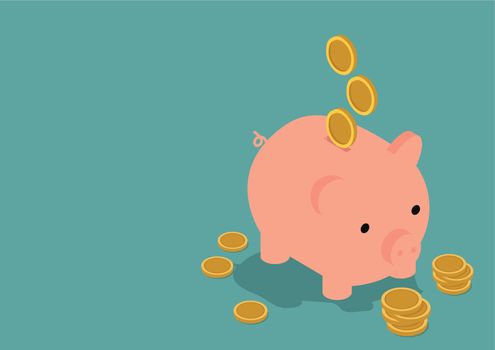 piggy bank gold coin money savings concept
