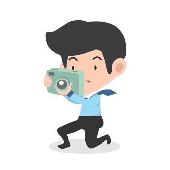 businessman take a photograph with digital camera