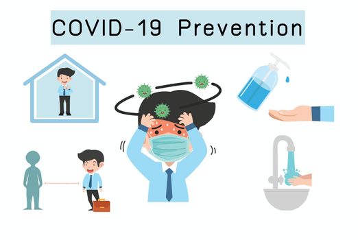 Prevention Coronavirus COVID-19 infographic with copy space