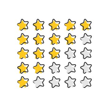 Vector cartoon customer review icon in comic style. Stars rank concept illustration pictogram. Rating feedback product splash effect concept.