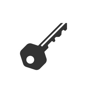 Key icon in flat style. Access login vector illustration on white isolated background. Password key business concept.