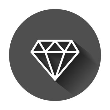 Diamond jewel gem vector icon in flat style. Diamond gemstone illustration with long shadow. Jewelry brilliant concept.