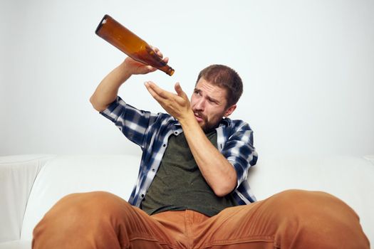 a person alcoholism problems emotions depression light background