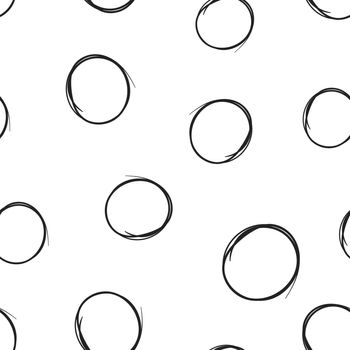 Hand drawn scribble circles line sketch icon seamless pattern background. Business concept vector illustration. Circular scribble doodle symbol pattern.