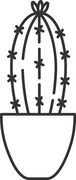 Cactus in flowerpot linear icon
