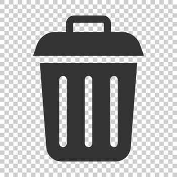 Trash bin garbage icon in flat style. Trash bucket vector illustration on isolated background. Garbage basket business concept.