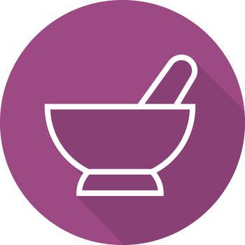 Mortar and pestle flat linear long shadow icon