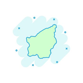 Vector cartoon San Marino map icon in comic style. San Marino sign illustration pictogram. Cartography map business splash effect concept.