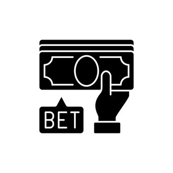 Placing bet black glyph icon
