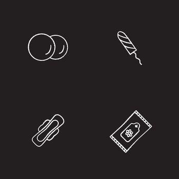 Women's hygienic products chalk icons set