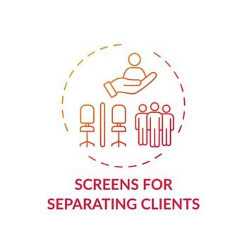 Screens for separating clients concept icon