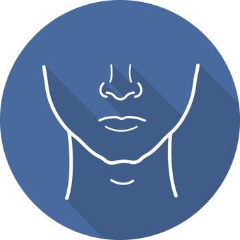 Man's shaved face flat linear long shadow icon