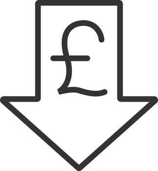 Pound rate falling linear icon