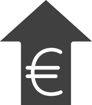 Euro rate rising glyph icon