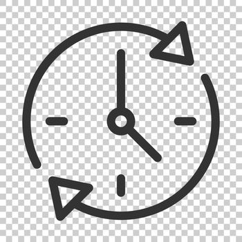 Clock countdown icon in flat style. Time chronometer vector illustration on isolated background. Clock business concept.