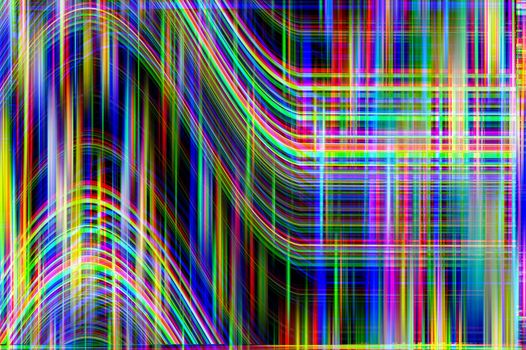 Glitch psychedelic background. Old TV screen error. Digital pixel noise abstract design. Photo glitch. Television signal fail. Technical problem grunge wallpaper. Colorful noise