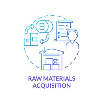 Raw materials acquisition blue gradient concept icon
