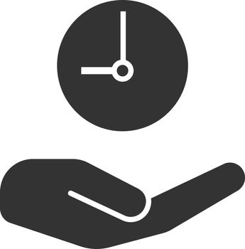 Open hand with clock glyph icon