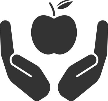 Open palms with apple glyph icon