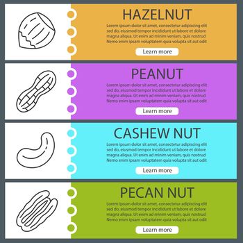 Nuts types web banner templates set