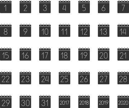 Month calendar glyph icons set