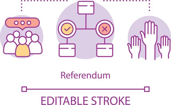 Elections concept icon. Referendum idea thin line illustration. Electorate voting on new law, government decision. Nation wide social poll. Vector isolated outline drawing. Editable stroke